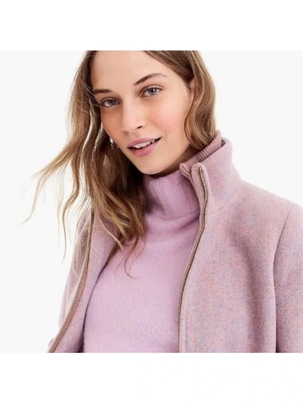 J.Crew Lodge Coat in Italian Stadium-Cloth Wool Heather Cotton Candy Women’s 14